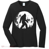 Bigfoot Night Stroll! Cool Full Moon Night & Trees Sasquatch Women's Long Sleeve Shirt thumb 0