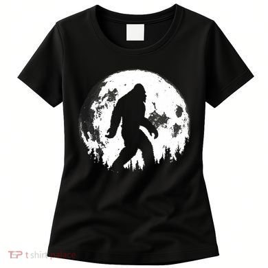 Bigfoot Night Stroll! Cool Full Moon Night & Trees Sasquatch Women's T-Shirt