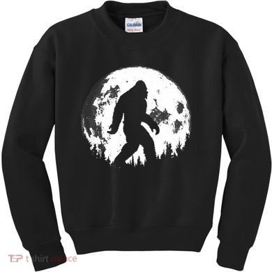 Bigfoot Night Stroll! Cool Full Moon Night & Trees Sasquatch Kids Sweatshirt