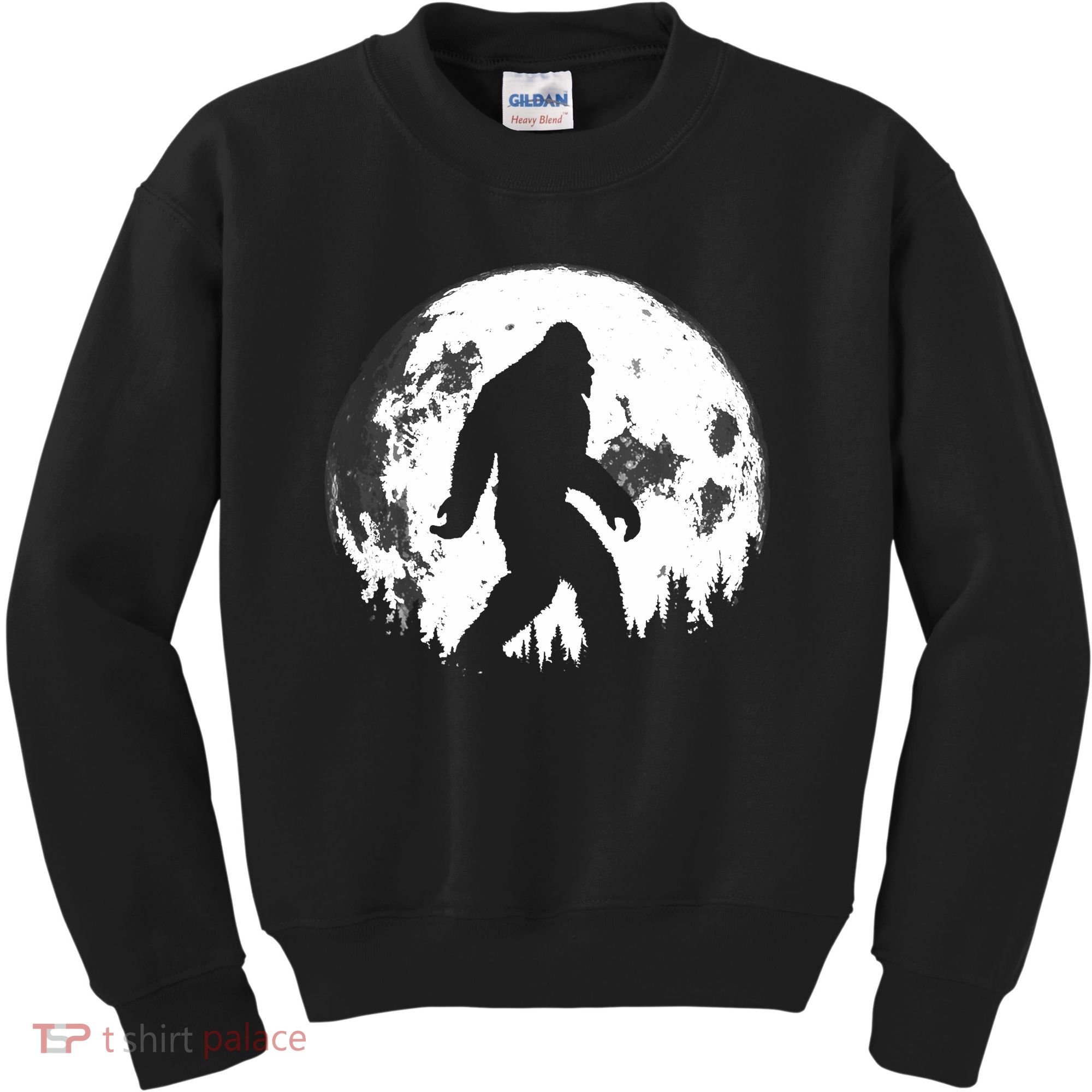 Bigfoot Night Stroll! Cool Full Moon Night & Trees Sasquatch Kids Sweatshirt