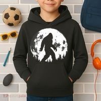 Bigfoot Night Stroll! Cool Full Moon Night & Trees Sasquatch Kids Hoodie thumb 2