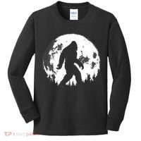 Bigfoot Night Stroll! Cool Full Moon Night & Trees Sasquatch Kids Long Sleeve Shirt thumb 0