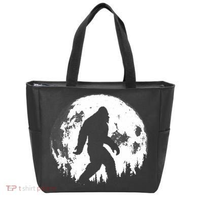 Bigfoot Night Stroll! Cool Full Moon Night & Trees Sasquatch Tote Bag