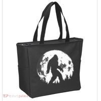 Bigfoot Night Stroll! Cool Full Moon Night & Trees Sasquatch Tote Bag thumb 2