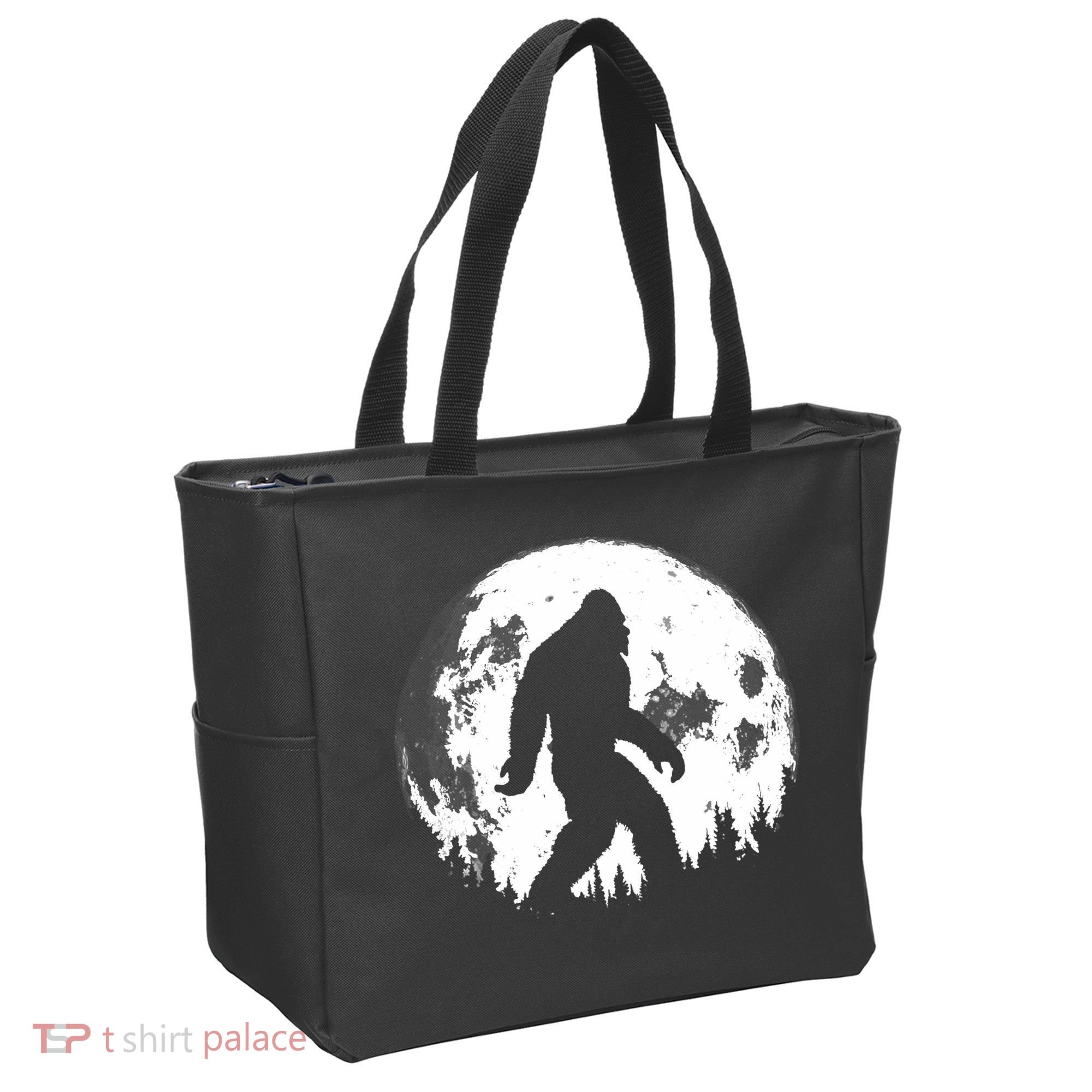 Bigfoot Night Stroll! Cool Full Moon Night & Trees Sasquatch Tote Bag