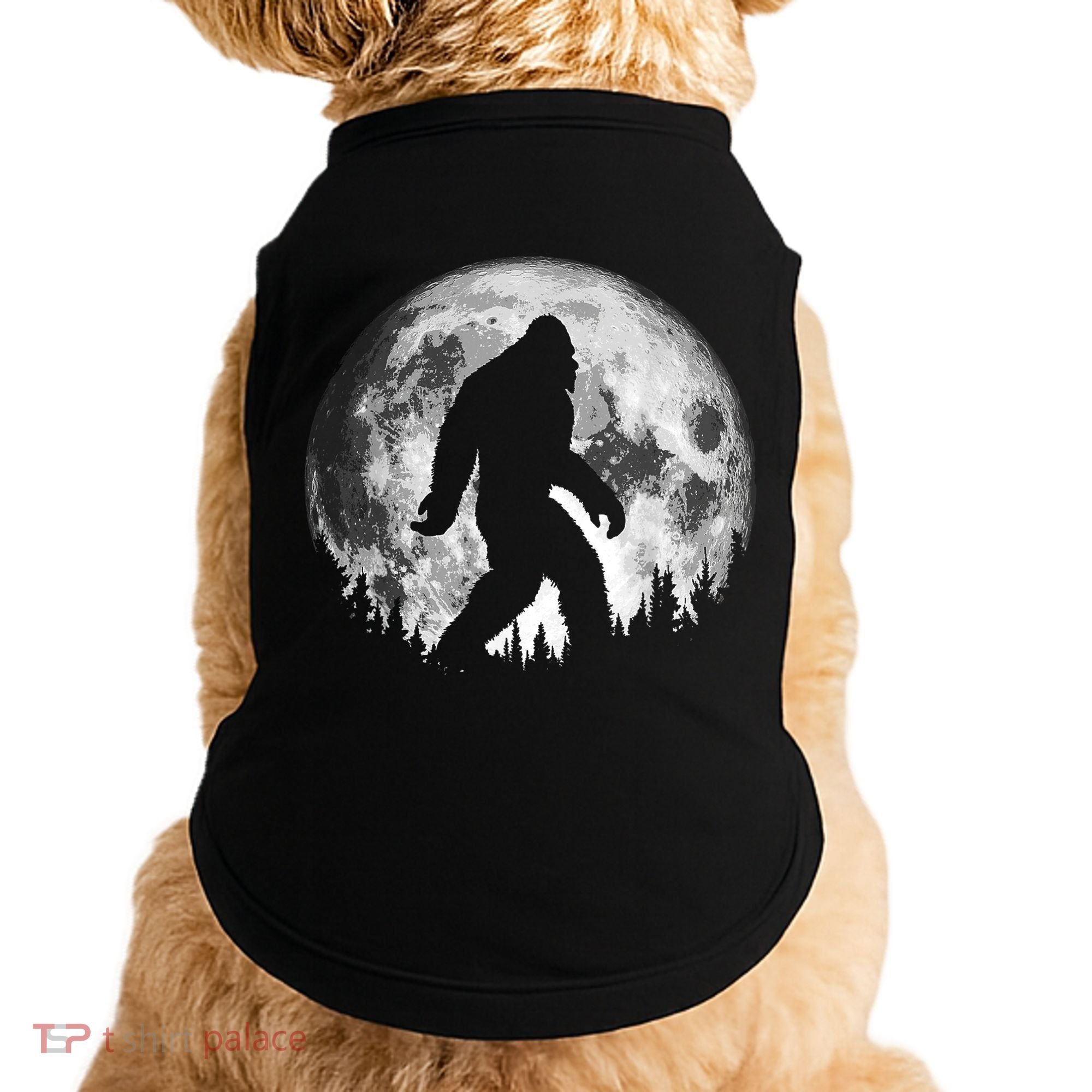 Bigfoot Night Stroll! Cool Full Moon & Trees Sasquatch Doggie Tank