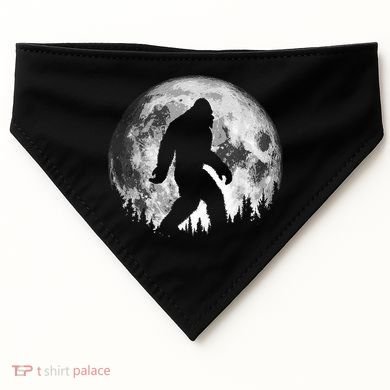 Bigfoot Night Stroll! Cool Full Moon & Trees Sasquatch USA-Made Doggie Bandana