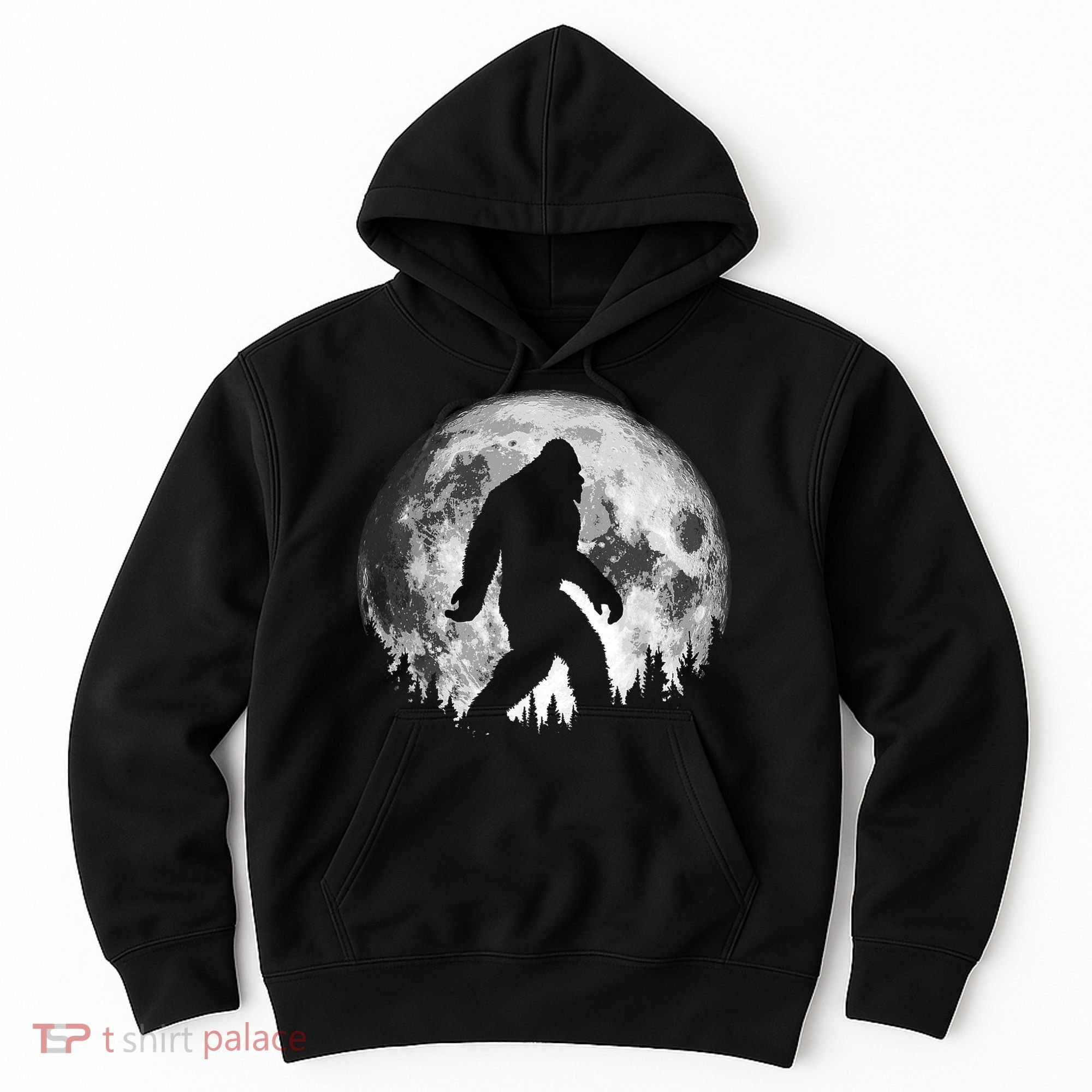 Bigfoot Night Stroll! Cool Full Moon & Trees Sasquatch Hoodie