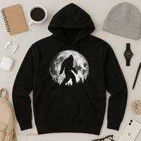 Bigfoot Night Stroll! Cool Full Moon & Trees Sasquatch Hoodie thumb 3