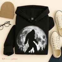 Bigfoot Night Stroll! Cool Full Moon & Trees Sasquatch Hoodie thumb 4