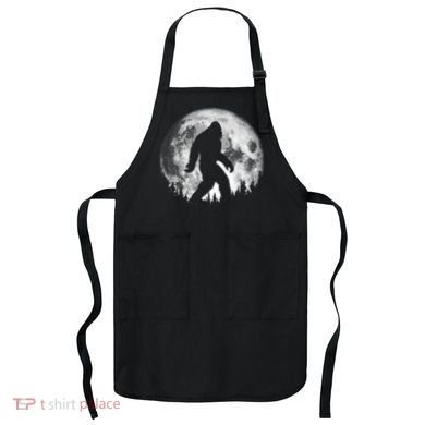 Bigfoot Night Stroll! Cool Full Moon & Trees Sasquatch Apron