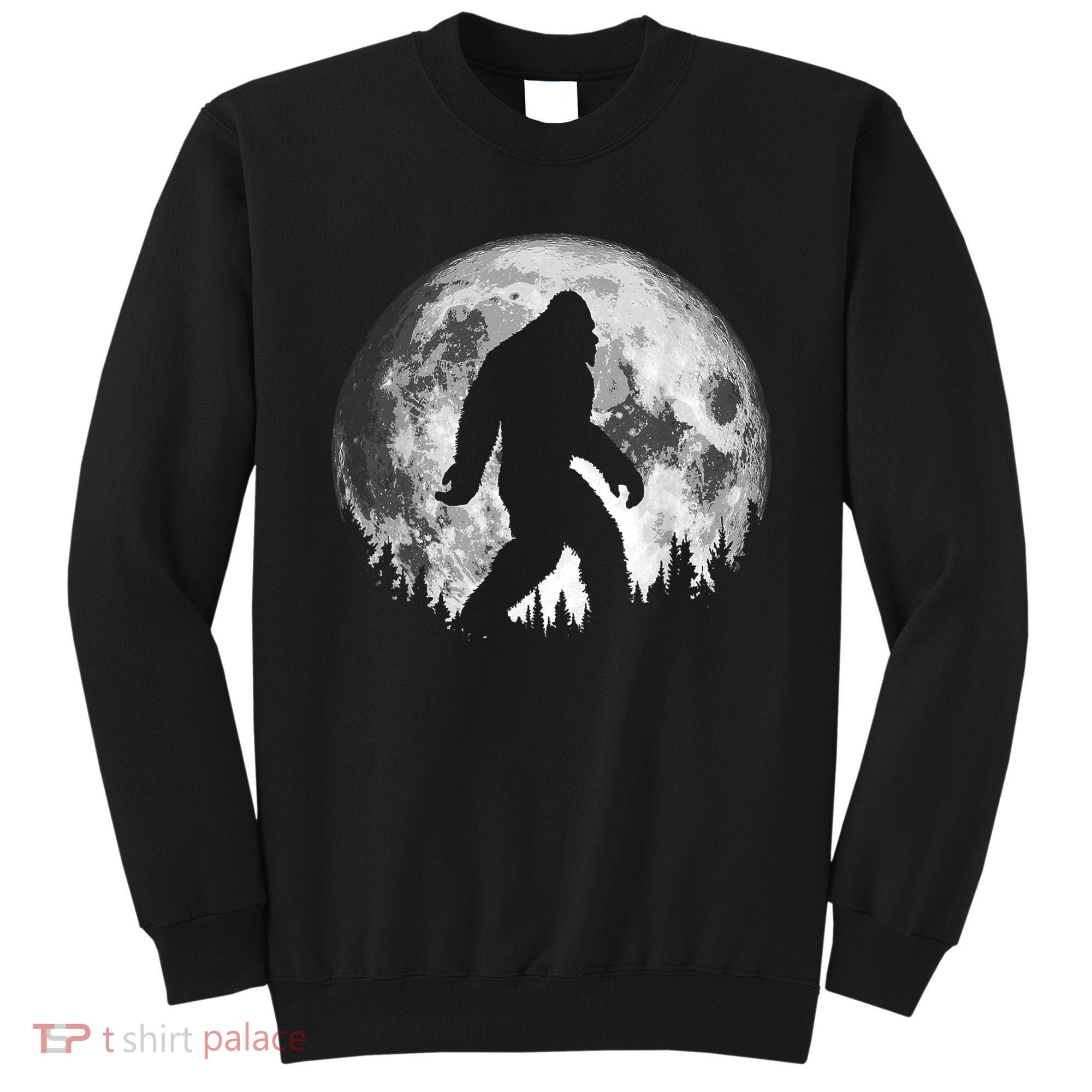 Bigfoot Night Stroll! Cool Full Moon & Trees Sasquatch Sweatshirt