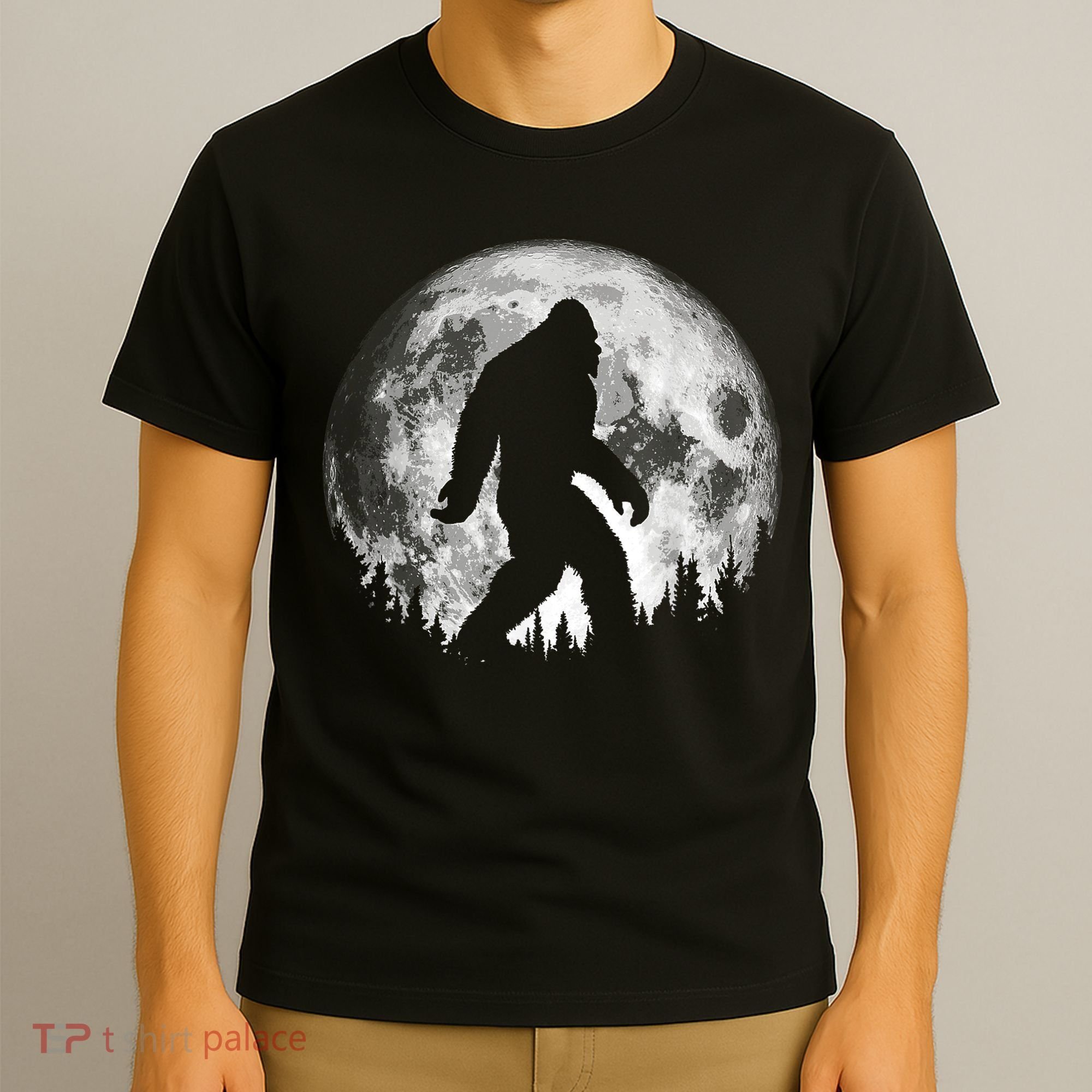 Bigfoot Night Stroll! Cool Full Moon & Trees Sasquatch T-Shirt