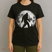 Bigfoot Night Stroll! Cool Full Moon & Trees Sasquatch T-Shirt thumb 4