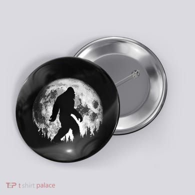 Bigfoot Night Stroll! Cool Full Moon & Trees Sasquatch Button
