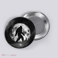 Bigfoot Night Stroll! Cool Full Moon & Trees Sasquatch Button thumb 0
