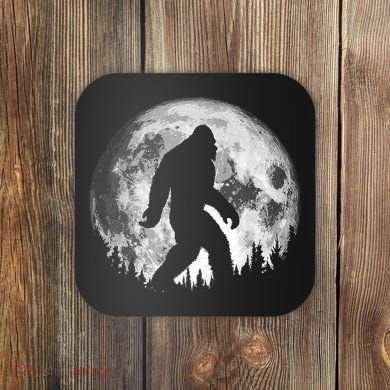 Bigfoot Night Stroll! Cool Full Moon & Trees Sasquatch Coaster