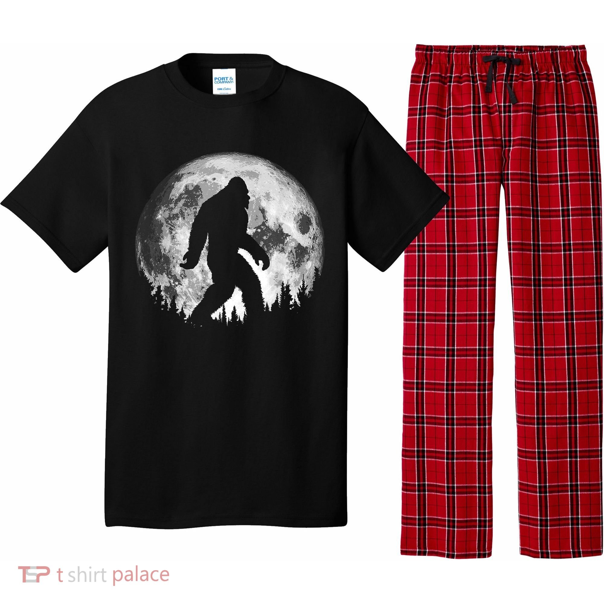 Bigfoot Night Stroll! Cool Full Moon & Trees Sasquatch Pajama Set