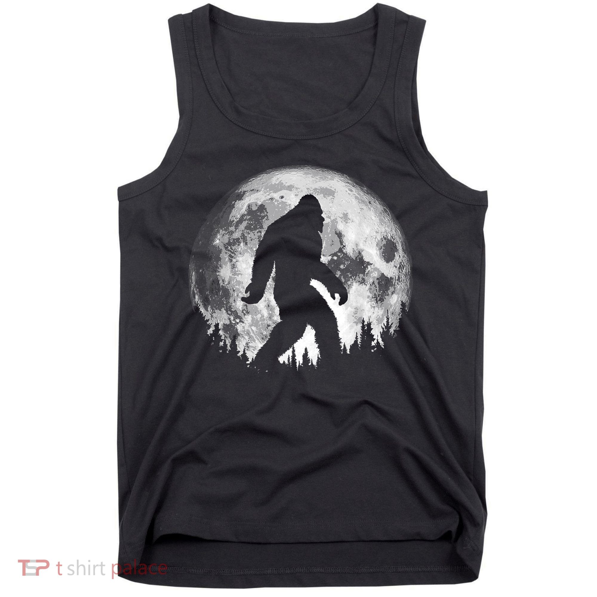 Bigfoot Night Stroll! Cool Full Moon & Trees Sasquatch Tank Top