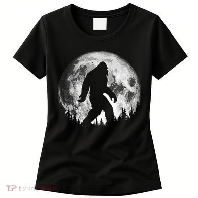 Bigfoot Night Stroll! Cool Full Moon & Trees Sasquatch Women's T-Shirt