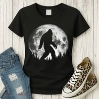 Bigfoot Night Stroll! Cool Full Moon & Trees Sasquatch Women's T-Shirt thumb 3