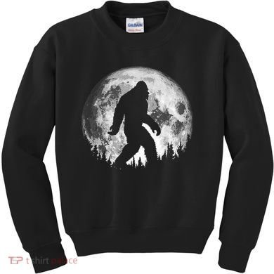 Bigfoot Night Stroll! Cool Full Moon & Trees Sasquatch Kids Sweatshirt