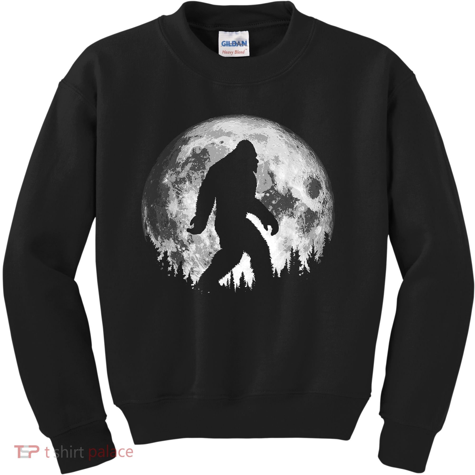 Bigfoot Night Stroll! Cool Full Moon & Trees Sasquatch Kids Sweatshirt