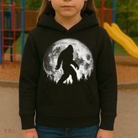 Bigfoot Night Stroll! Cool Full Moon & Trees Sasquatch Kids Hoodie thumb 3
