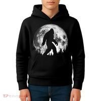 Bigfoot Night Stroll! Cool Full Moon & Trees Sasquatch Kids Hoodie thumb 4