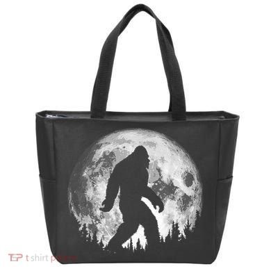 Bigfoot Night Stroll! Cool Full Moon & Trees Sasquatch Tote Bag