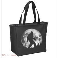 Bigfoot Night Stroll! Cool Full Moon & Trees Sasquatch Tote Bag thumb 2