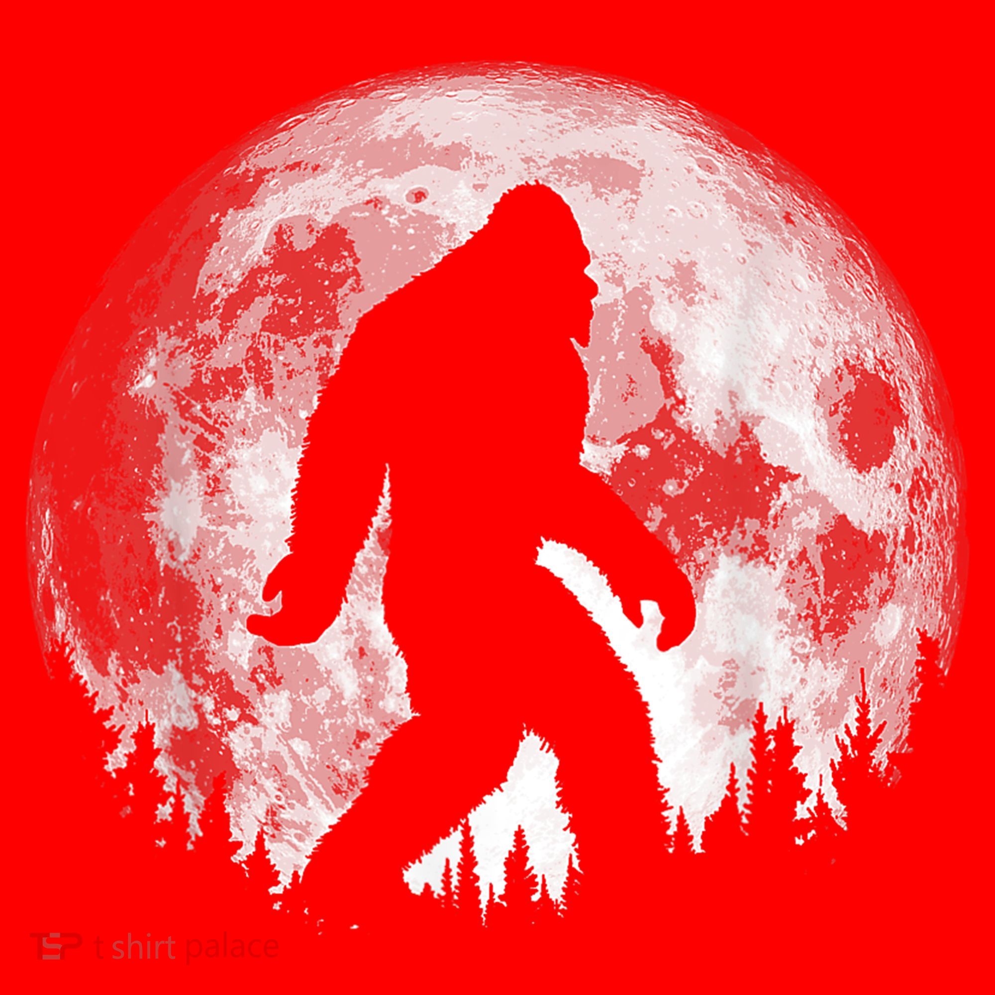 Bigfoot Night Stroll! Cool Full Moon & Trees Sasquatch Santa Hat