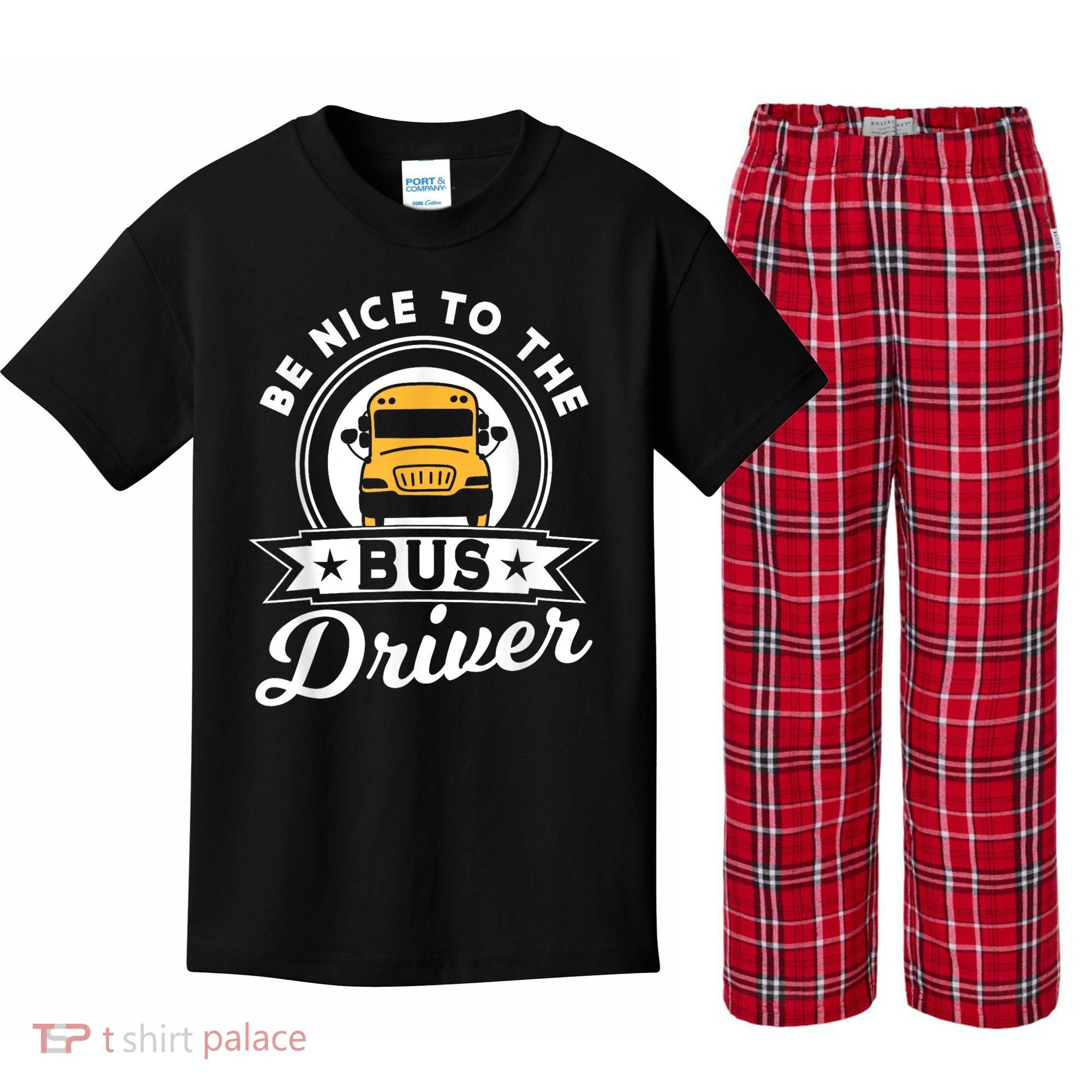 Be Nice To The Bus Driver Job Operator Busman Buses Kids Plaid Pajama Set