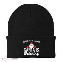 Be Nice To The Teacher Santa Is Watching Beanie thumb 0