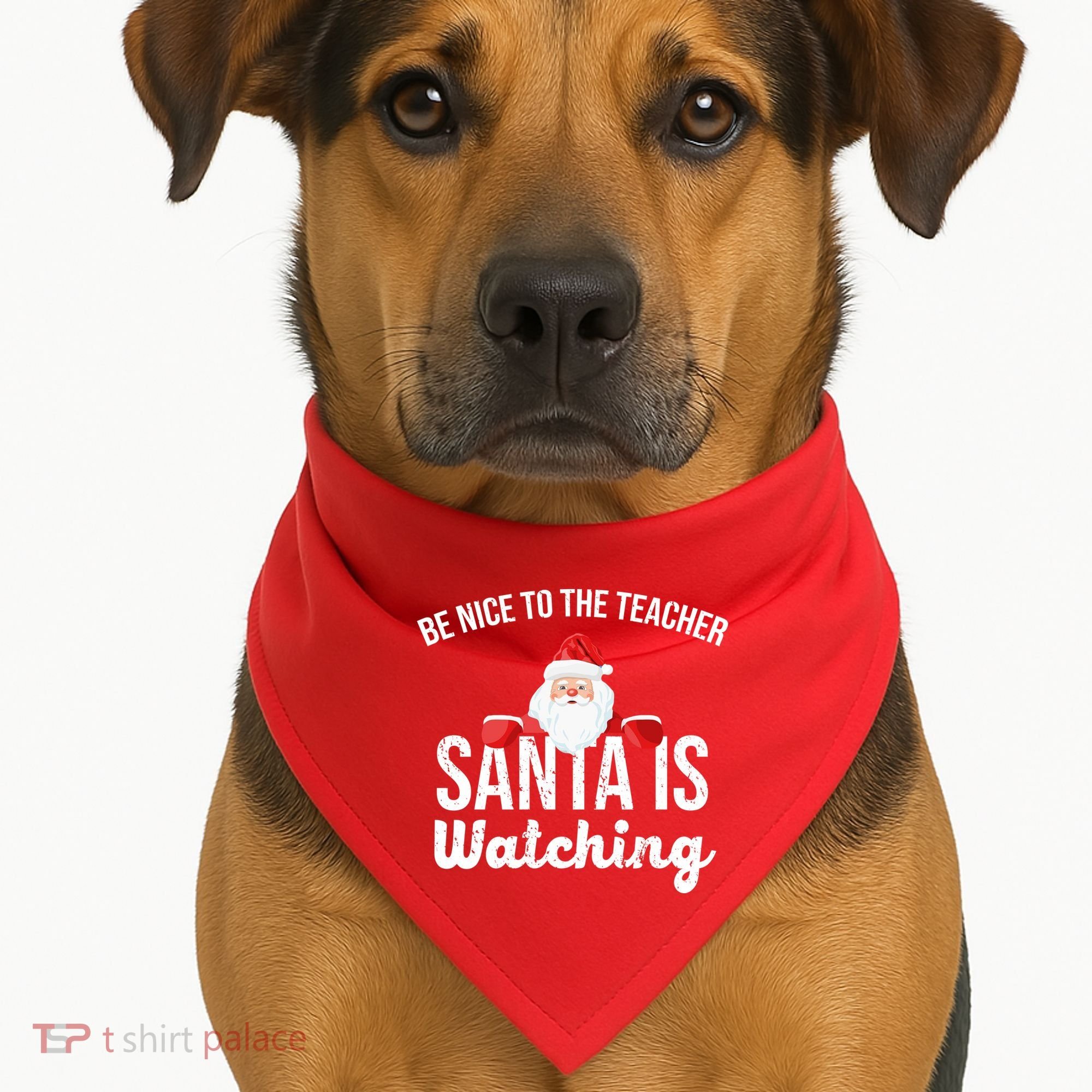 Be Nice To The Teacher Santa Is Watching USA-Made Doggie Bandana