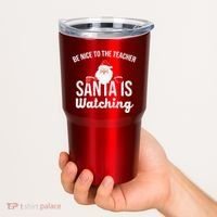 Be Nice To The Teacher Santa Is Watching Tumbler thumb 2