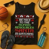 Be Nice To The Human Resources Santa Is Watching Christmas Tank Top thumb 4