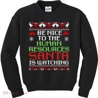 Be Nice To The Human Resources Santa Is Watching Christmas Kids Sweatshirt thumb 0