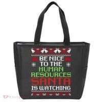Be Nice To The Human Resources Santa Is Watching Christmas Tote Bag thumb 0