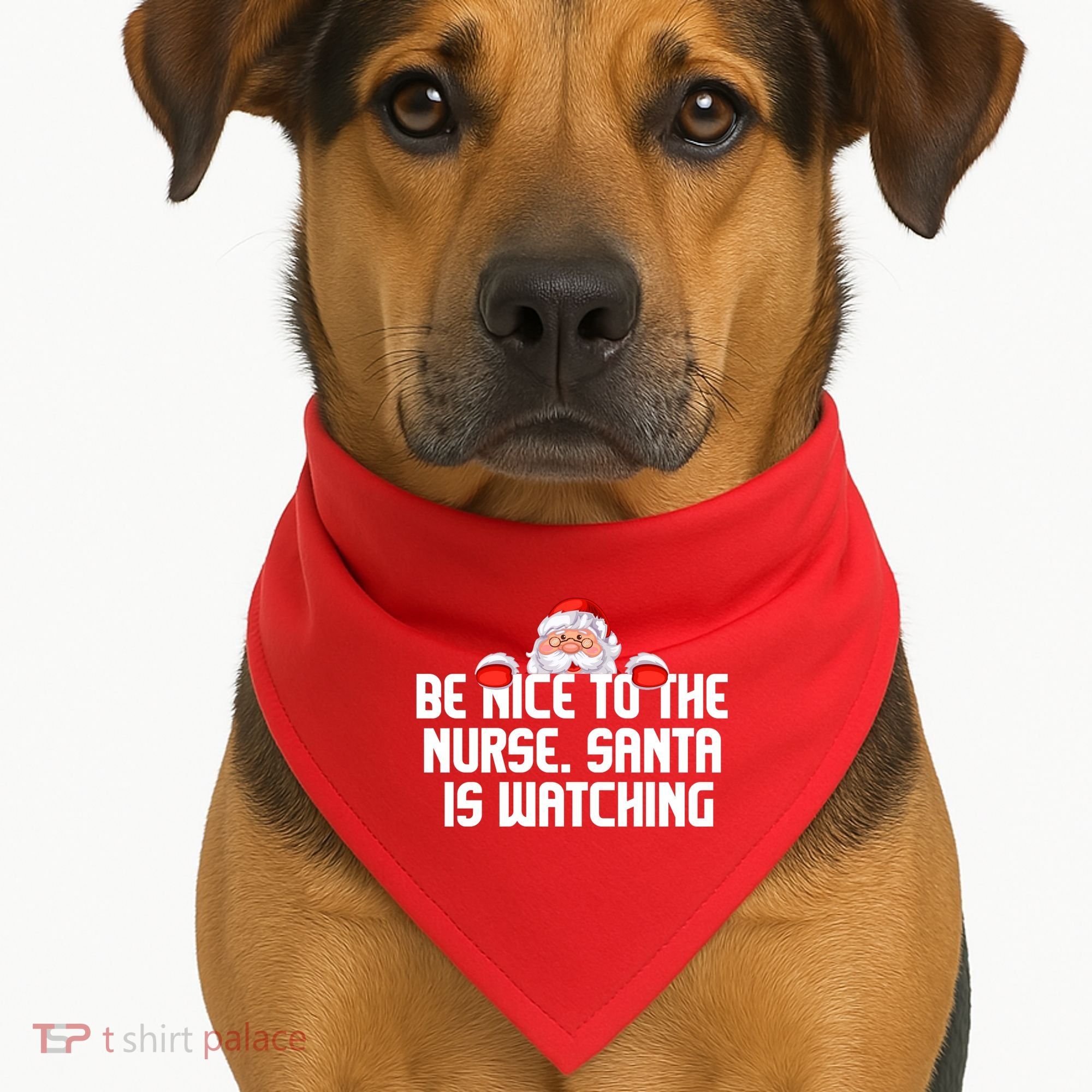 Be Nice To The Nurse Santa Is Watching USA-Made Doggie Bandana
