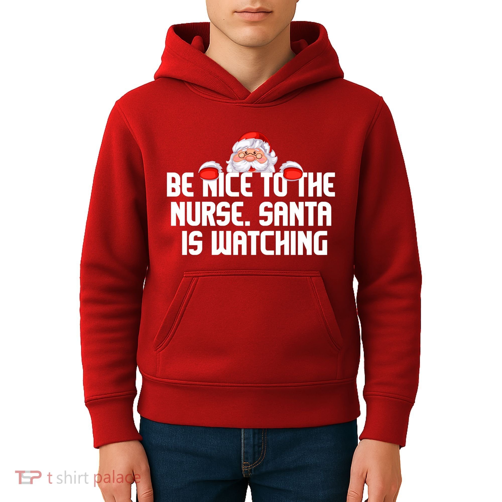 Be Nice To The Nurse Santa Is Watching Kids Hoodie