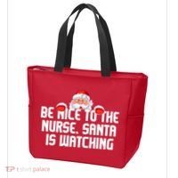 Be Nice To The Nurse Santa Is Watching Tote Bag thumb 3