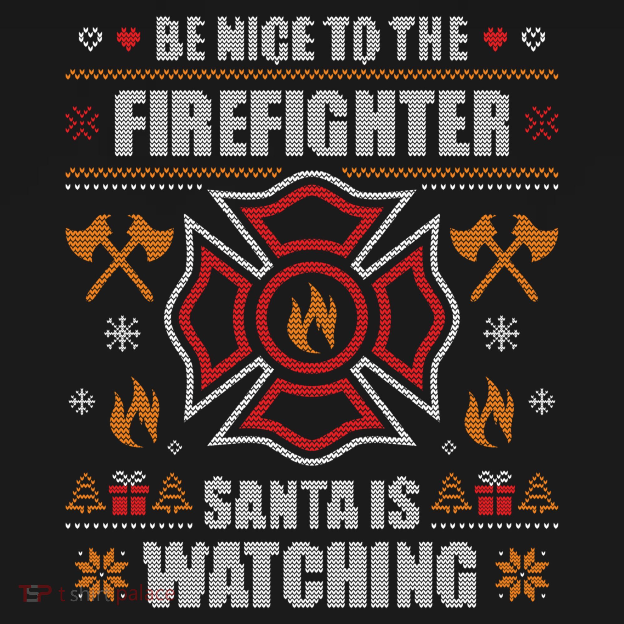 Be Nice To The Firefighter Ugly Christmas Sweater Fire Cool Gift Bucket Hat