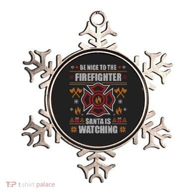 Be Nice To The Firefighter Ugly Christmas Sweater Fire Cool Gift Ornament
