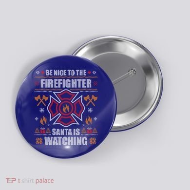 Be Nice To The Firefighter Ugly Christmas Sweater Fire Cool Gift Button