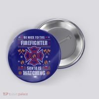 Be Nice To The Firefighter Ugly Christmas Sweater Fire Cool Gift Button thumb 0