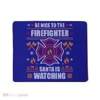 Be Nice To The Firefighter Ugly Christmas Sweater Fire Cool Gift Mousepad thumb 0