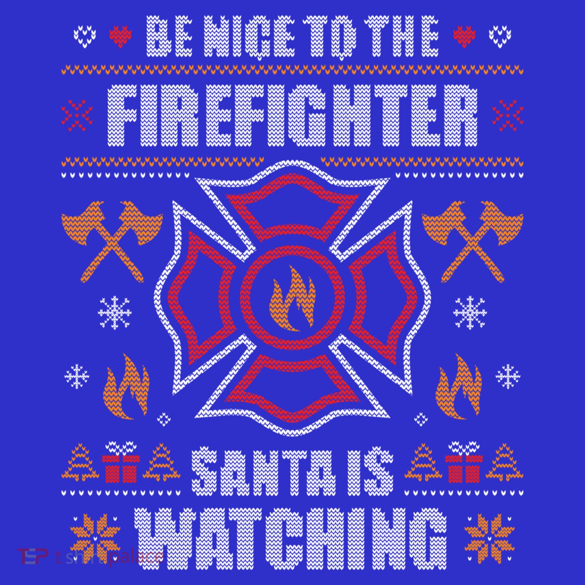 Be Nice To The Firefighter Ugly Christmas Sweater Fire Cool Gift Baby Bodysuit