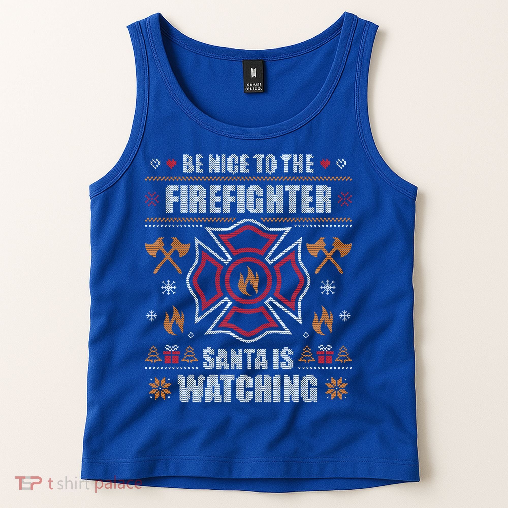 Be Nice To The Firefighter Ugly Christmas Sweater Fire Cool Gift Tank Top
