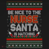 Be Nice To The Nurse Santa Is Watching Ugly Christmas Sweater Cropped Pullover Crew thumb 4
